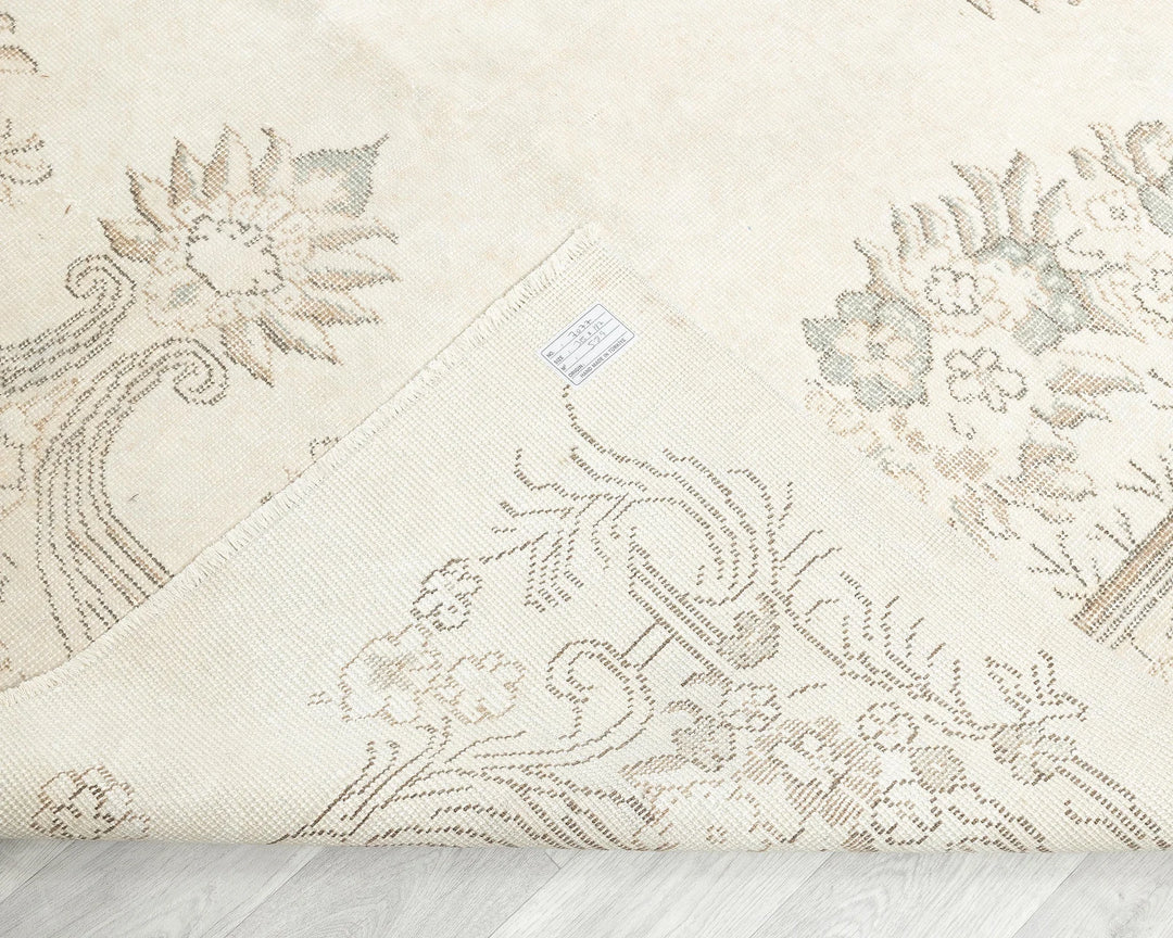 Ivory Turkish Oushak Rug 6' 2" x 10' 4" Hand-Knotted | No. VR20204
