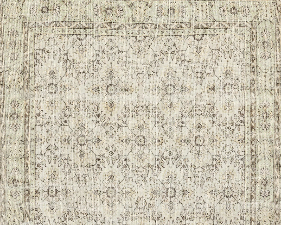 Beige Turkish Oushak Rug 7' 1" x 10' 2" Hand-Knotted | No. VR20238