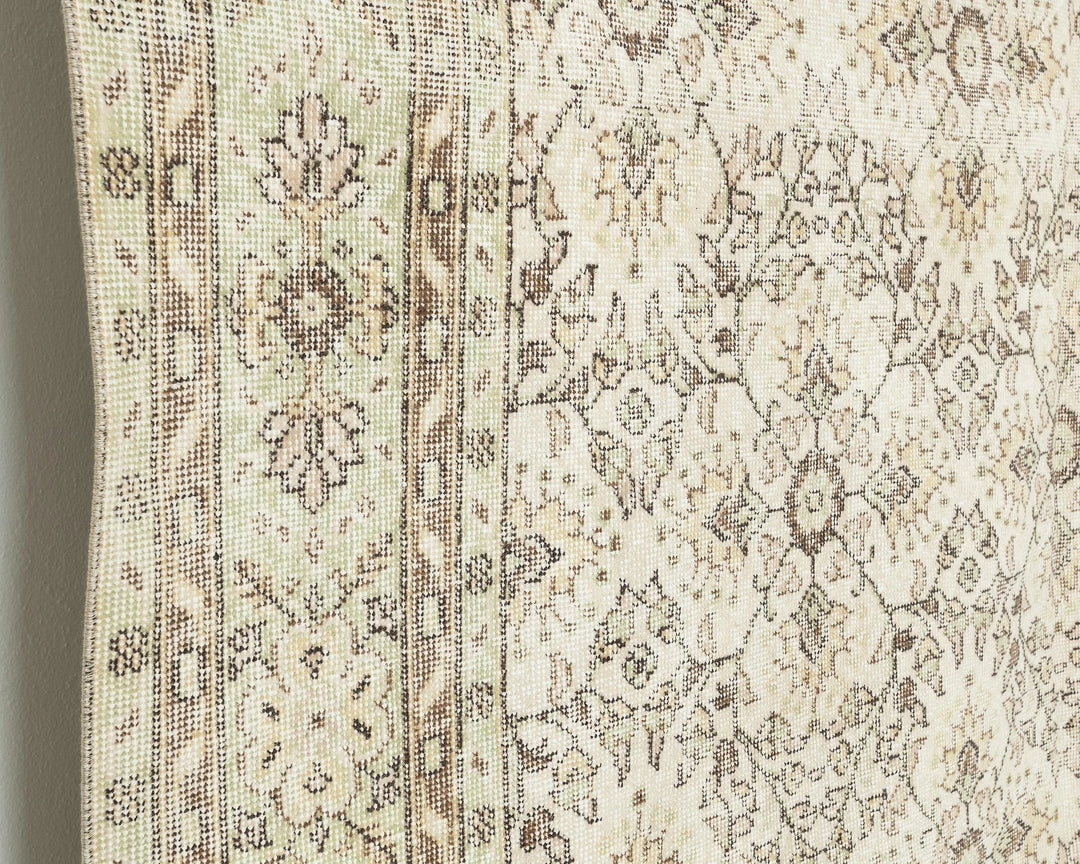 Beige Turkish Oushak Rug 7' 1" x 10' 2" Hand-Knotted | No. VR20238