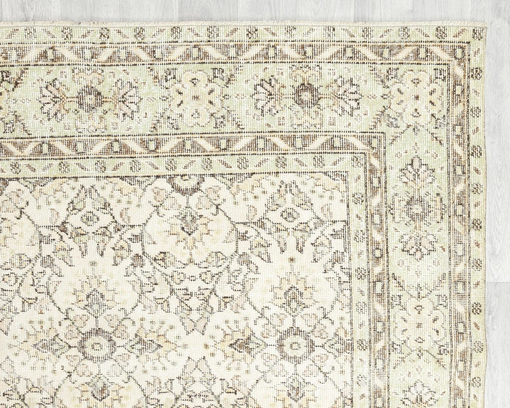 Beige Turkish Oushak Rug 7' 1" x 10' 2" Hand-Knotted | No. VR20238