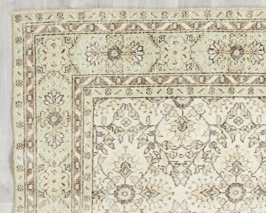 Beige Turkish Oushak Rug 7' 1" x 10' 2" Hand-Knotted | No. VR20238