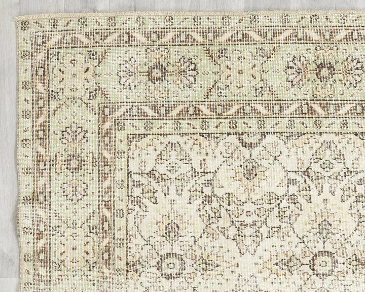 Beige Turkish Oushak Rug 7' 1" x 10' 2" Hand-Knotted | No. VR20238