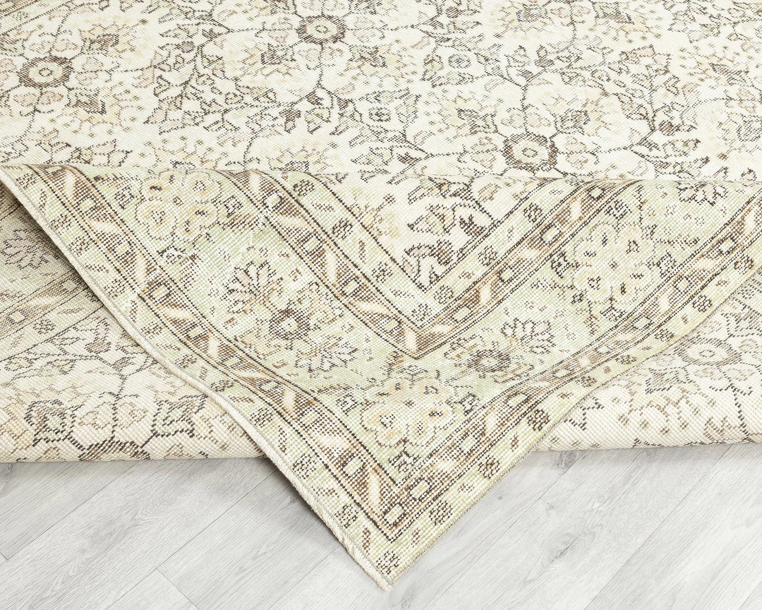 Beige Turkish Oushak Rug 7' 1" x 10' 2" Hand-Knotted | No. VR20238