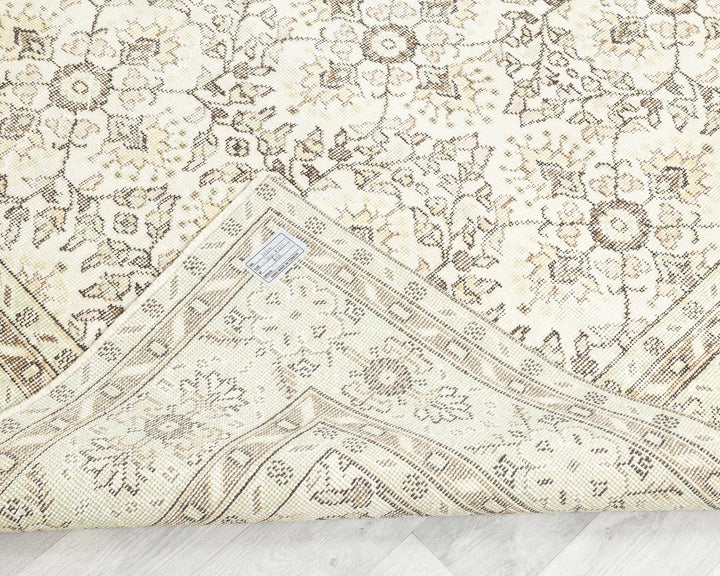 Beige Turkish Oushak Rug 7' 1" x 10' 2" Hand-Knotted | No. VR20238