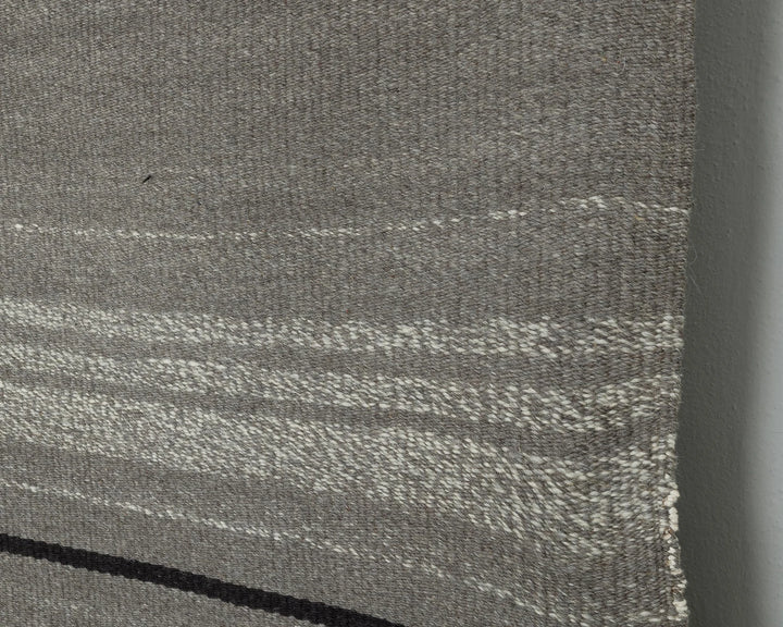 Gray Turkish Kilim Rug 9' 3" x 13' 5" Flat-Weave close-up