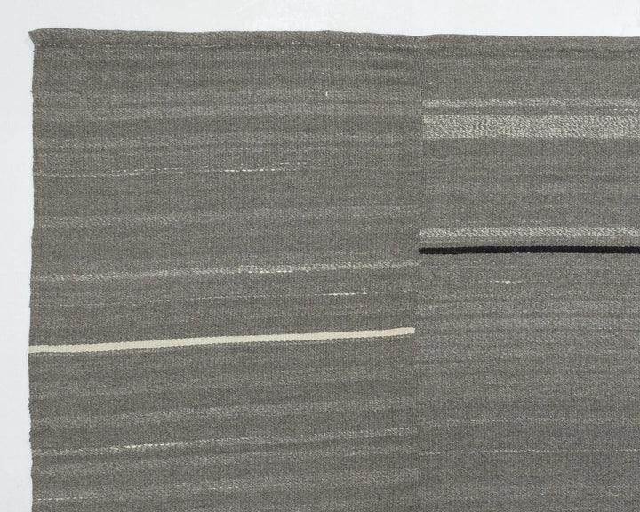 Gray Turkish Kilim Rug 9' 3" x 13' 5" Flat-Weave pattern