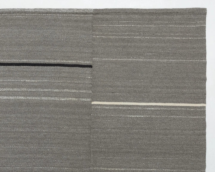Gray Turkish Kilim Rug 9' 3" x 13' 5" Flat-Weave border
