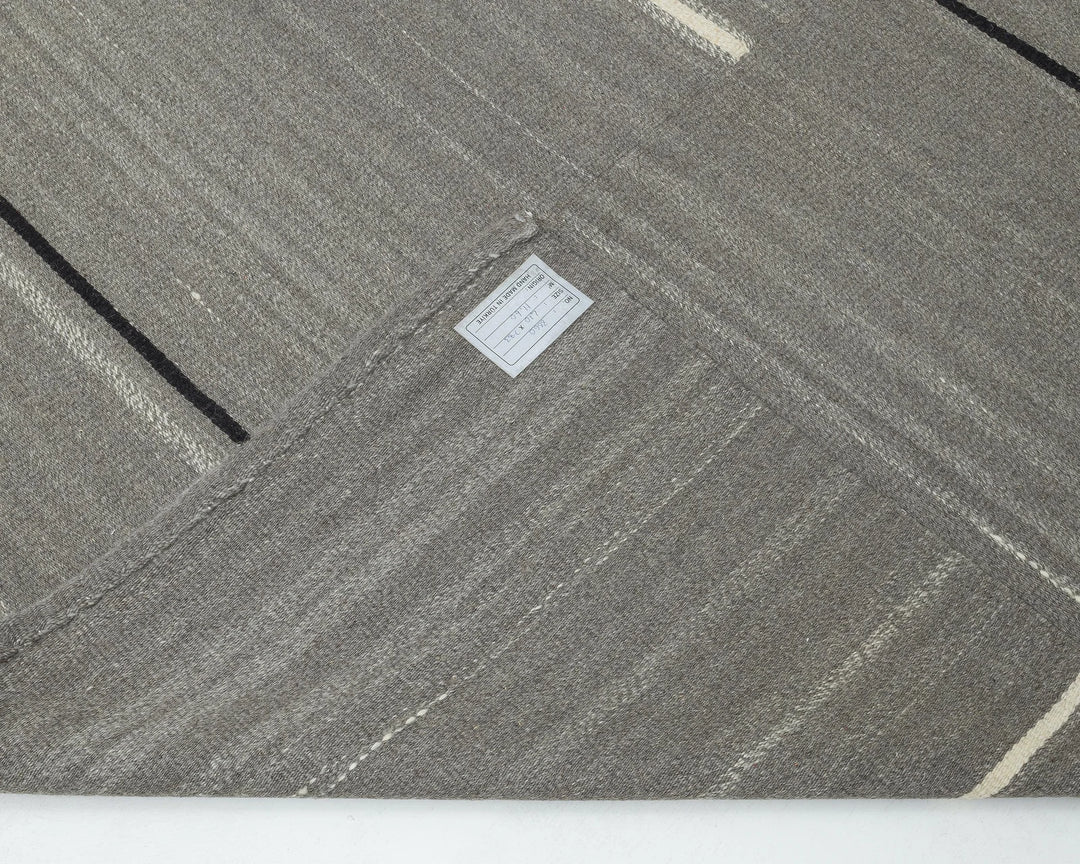 Gray Turkish Kilim Rug 9' 3" x 13' 5" Flat-Weave field