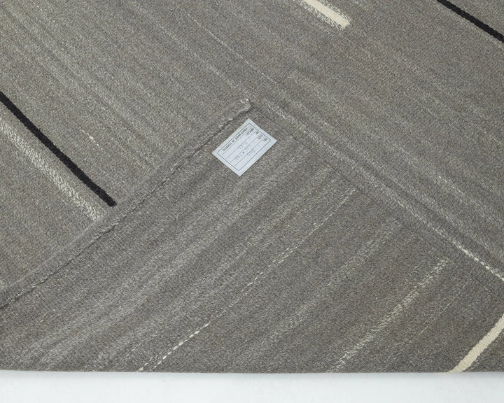 Gray Turkish Kilim Rug 9' 3" x 13' 5" Flat-Weave field