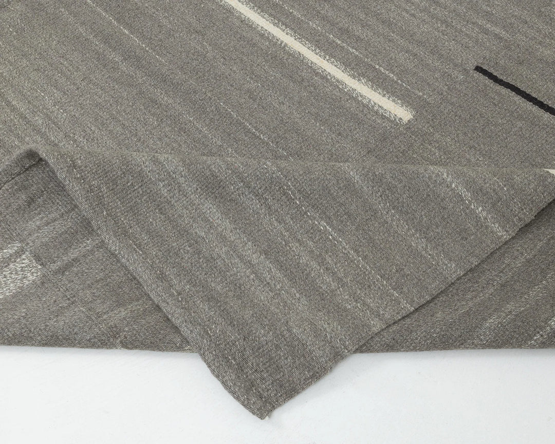 Gray Turkish Kilim Rug 9' 3" x 13' 5" Flat-Weave texture