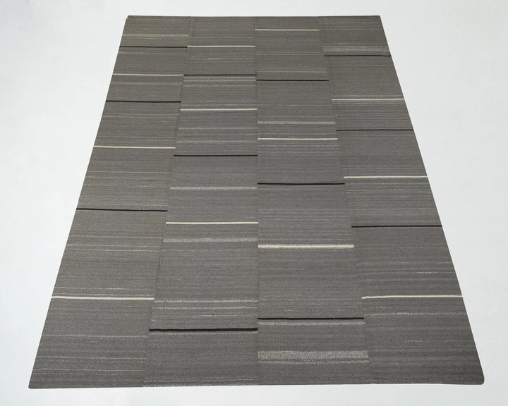 Gray Turkish Kilim Rug 9' 3" x 13' 5" Flat-Weave reverse