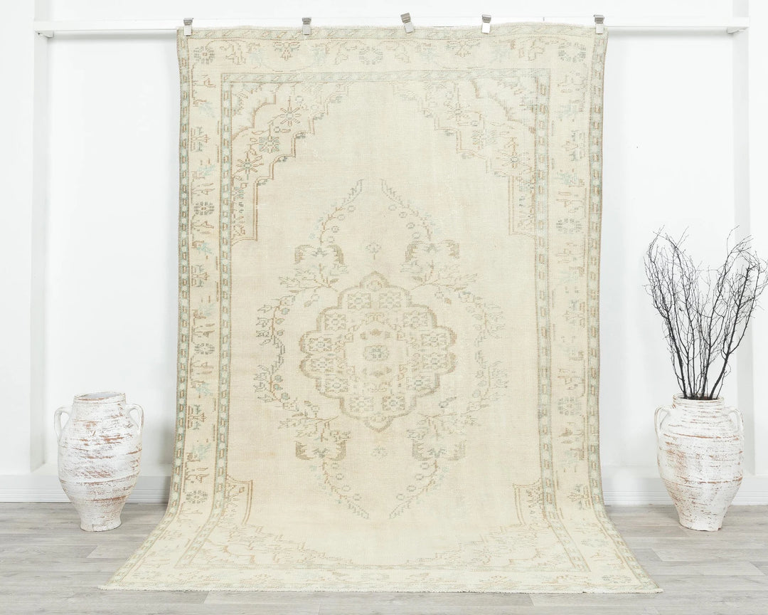 Multicolor Turkish Oushak Rug 5' 11" x 9' 2" Hand-Knotted