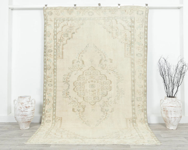 Multicolor Turkish Oushak Rug 5' 11" x 9' 2" Hand-Knotted