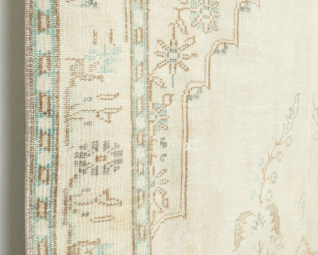 Multicolor Turkish Oushak Rug 5' 11" x 9' 2" Hand-Knotted close-up