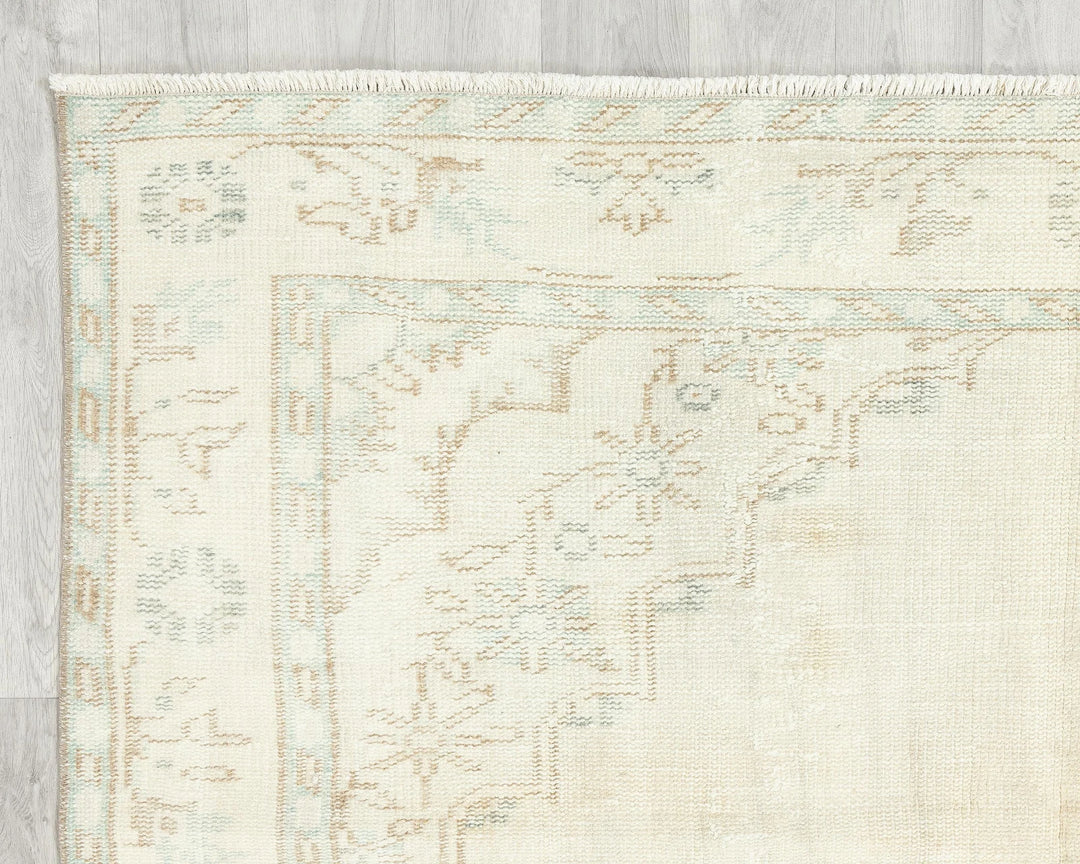 Multicolor Turkish Oushak Rug 5' 11" x 9' 2" Hand-Knotted border