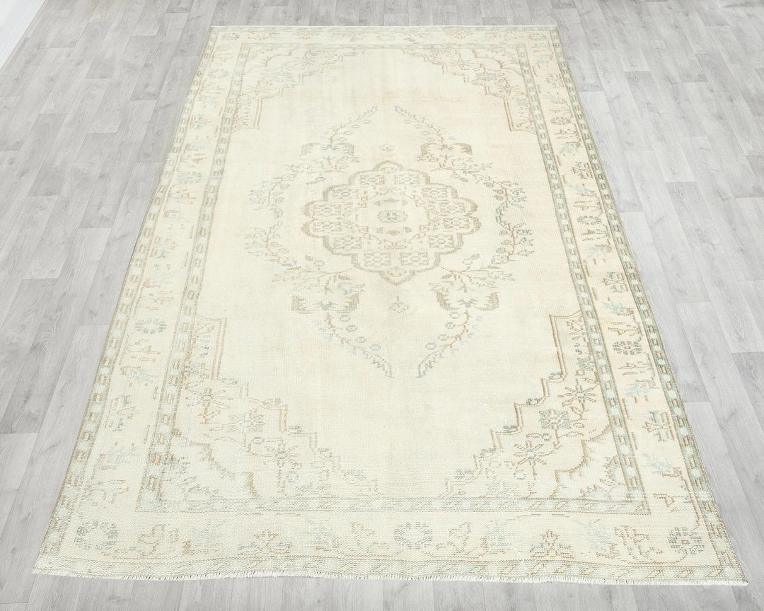 Multicolor Turkish Oushak Rug 5' 11" x 9' 2" Hand-Knotted reverse