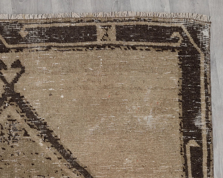 Beige Turkish Tribal Rug 4' 2" x 15' 5" Hand-Knotted pattern