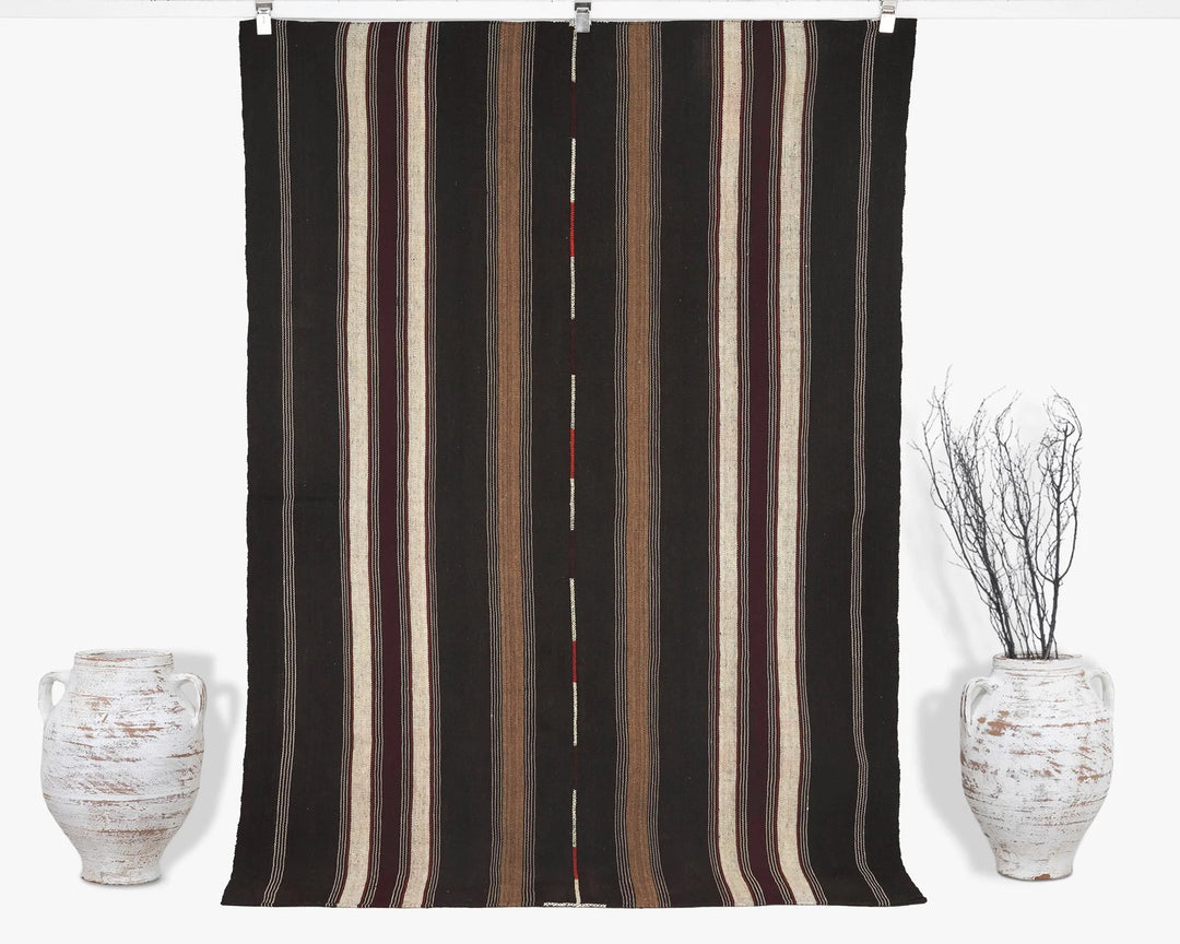 Brown Turkish Kilim Rug 5' 2" x 7' 3" Flat-Weave | No. VR20525