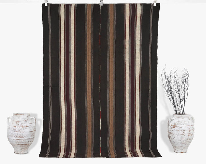 Brown Turkish Kilim Rug 5' 2" x 7' 3" Flat-Weave | No. VR20525