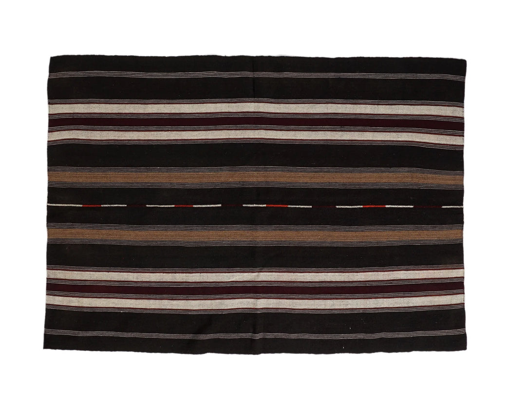Brown Turkish Kilim Rug 5' 2" x 7' 3" Flat-Weave | No. VR20525