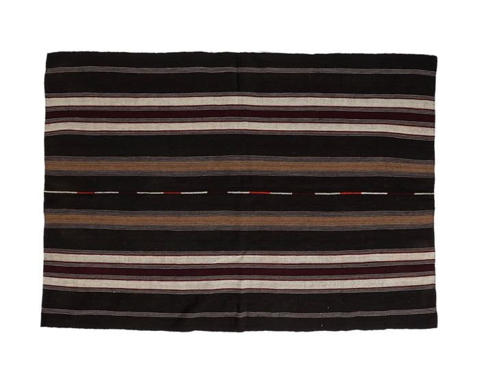 Brown Turkish Kilim Rug 5' 2" x 7' 3" Flat-Weave | No. VR20525