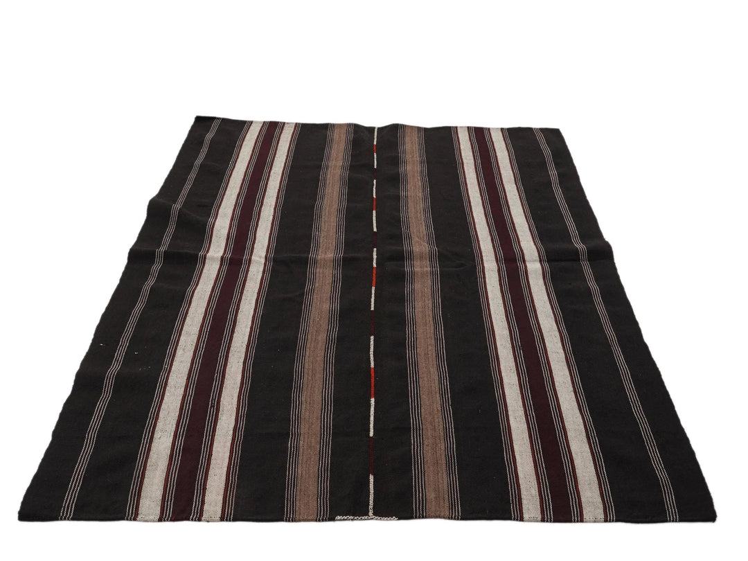Brown Turkish Kilim Rug 5' 2" x 7' 3" Flat-Weave | No. VR20525