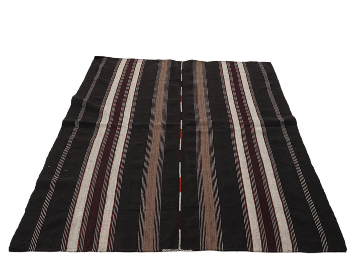 Brown Turkish Kilim Rug 5' 2" x 7' 3" Flat-Weave | No. VR20525