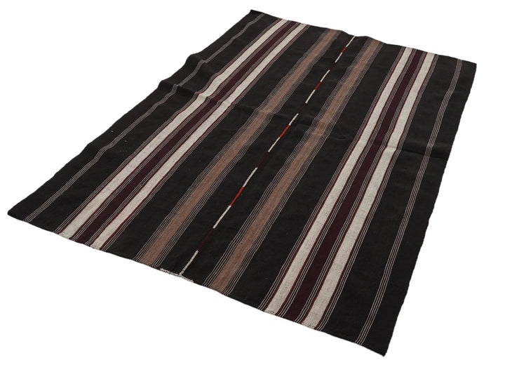 Brown Turkish Kilim Rug 5' 2" x 7' 3" Flat-Weave | No. VR20525