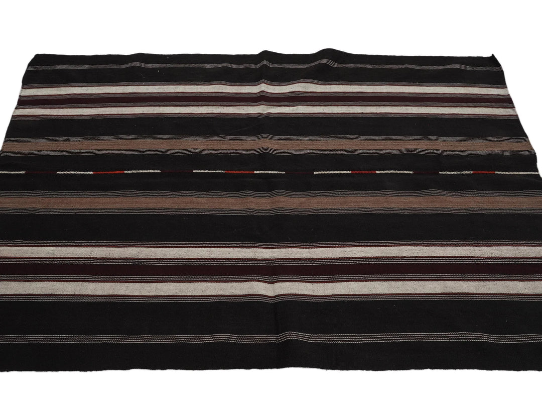 Brown Turkish Kilim Rug 5' 2" x 7' 3" Flat-Weave | No. VR20525