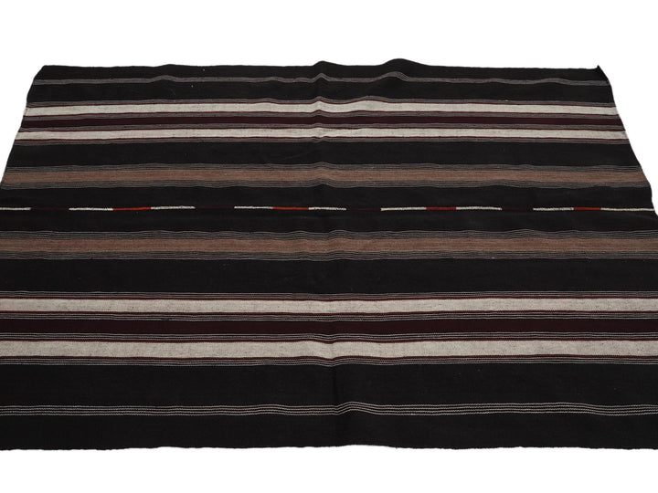 Brown Turkish Kilim Rug 5' 2" x 7' 3" Flat-Weave | No. VR20525