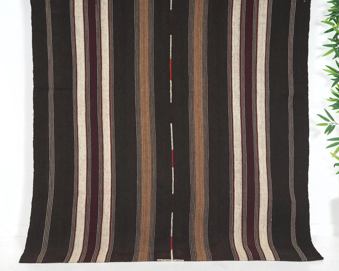 Brown Turkish Kilim Rug 5' 2" x 7' 3" Flat-Weave | No. VR20525