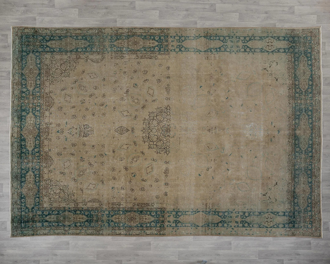 Beige Turkish Oushak Rug 9'2" x 12'8" Hand-Knotted view 9