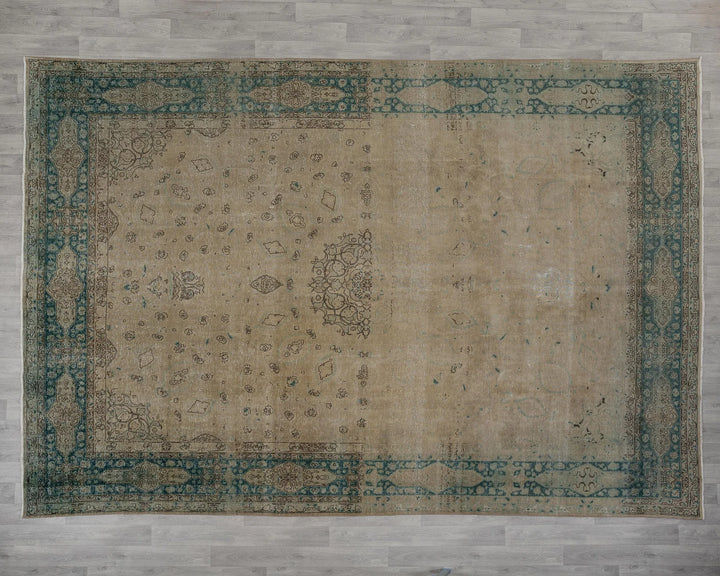 Beige Turkish Oushak Rug 9'2" x 12'8" Hand-Knotted view 9