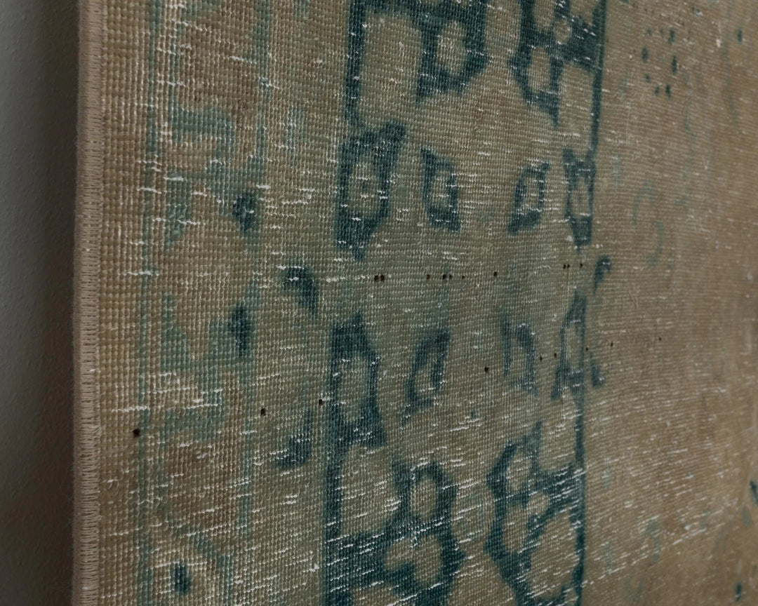 Beige Turkish Oushak Rug 9'2" x 12'8" Hand-Knotted close-up