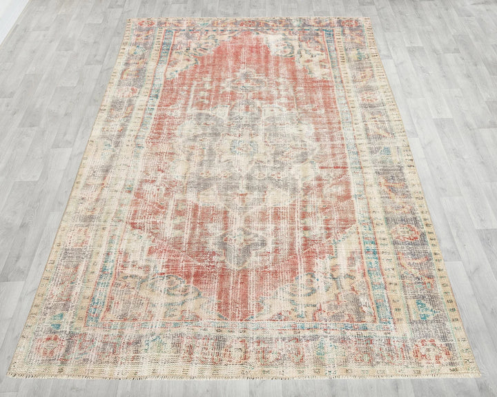 Red Turkish Oushak Rug 8' 2" x 5' 7" Hand-Knotted | No. VR20548
