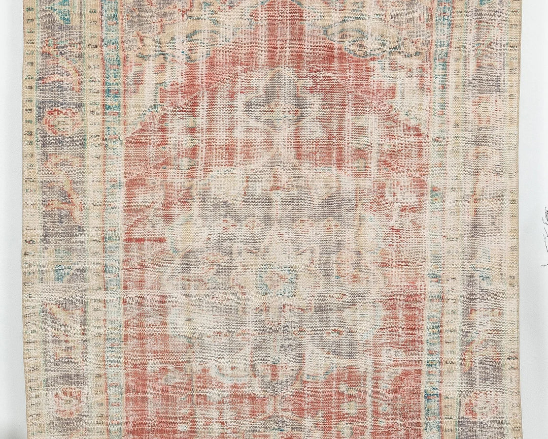 Red Turkish Oushak Rug 8' 2" x 5' 7" Hand-Knotted | No. VR20548