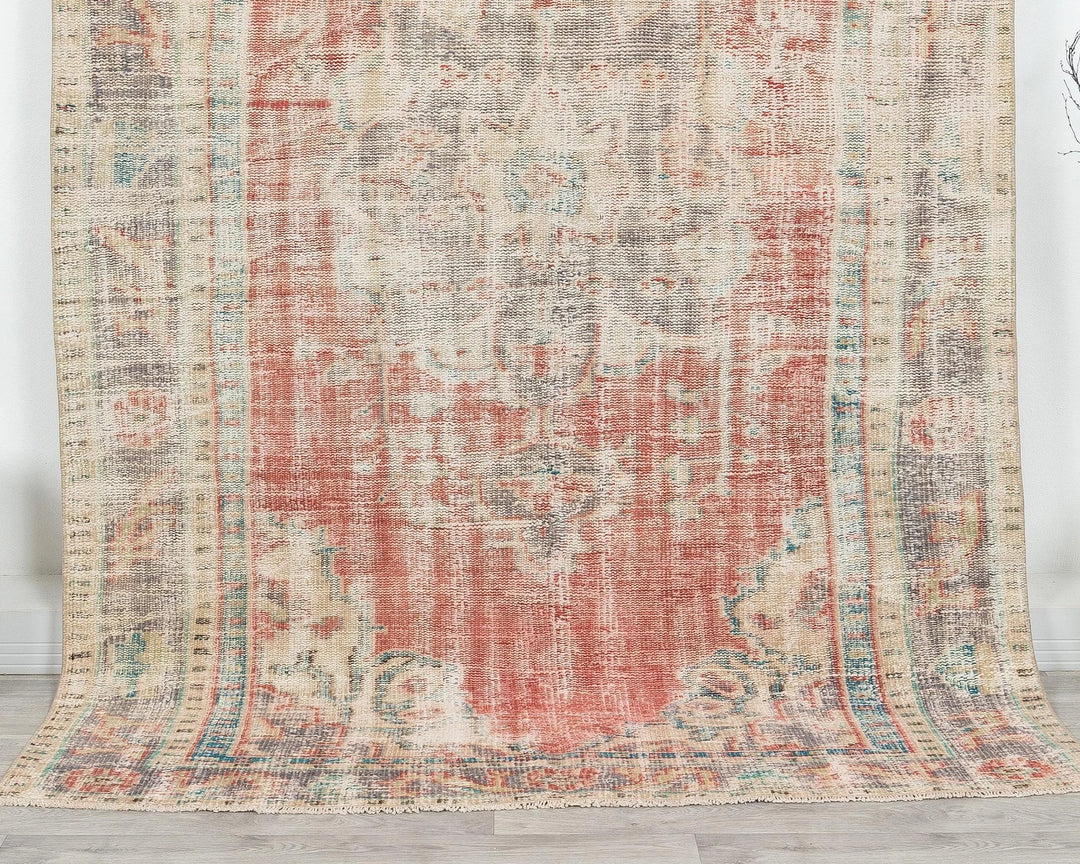 Red Turkish Oushak Rug 8' 2" x 5' 7" Hand-Knotted | No. VR20548