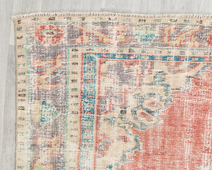 Red Turkish Oushak Rug 8' 2" x 5' 7" Hand-Knotted | No. VR20548