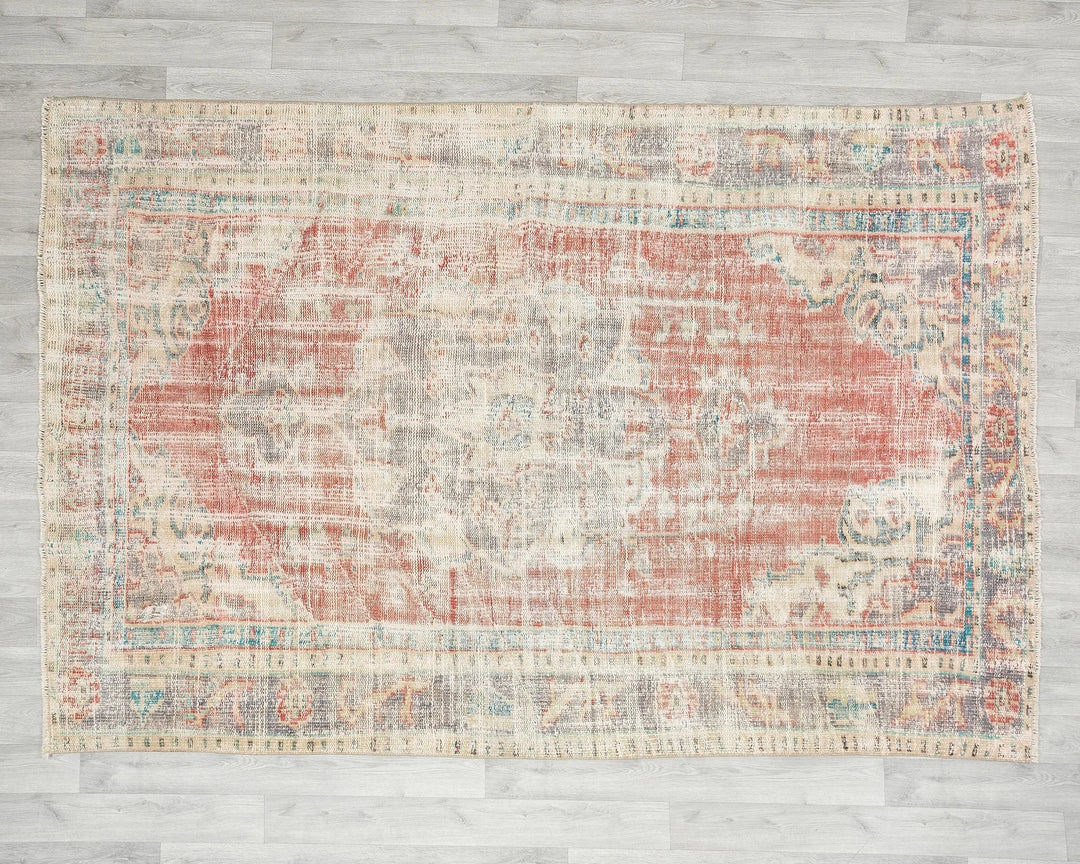 Red Turkish Oushak Rug 8' 2" x 5' 7" Hand-Knotted | No. VR20548