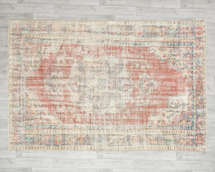 Red Turkish Oushak Rug 8' 2" x 5' 7" Hand-Knotted | No. VR20548