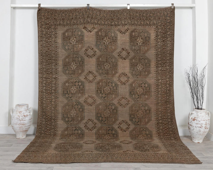 Brown Turkish Oushak Rug 7' 7" x 10' Hand-Knotted | No. VR20579