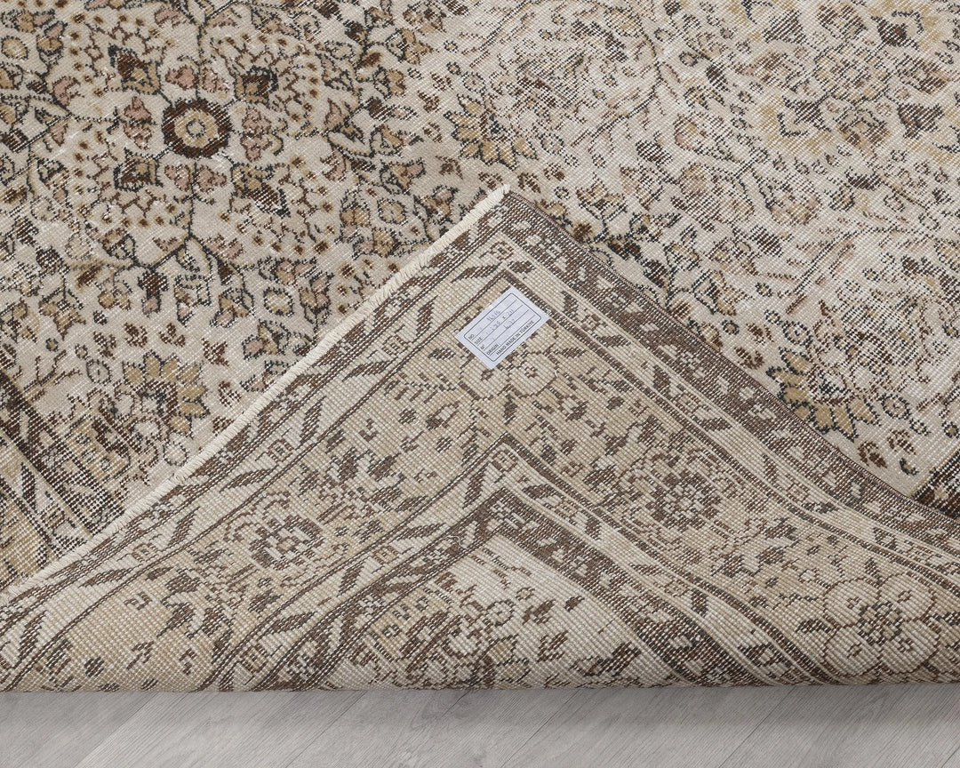 Beige Turkish Oushak Rug 6'11" x 9'8" Hand-Knotted | No. VR20701
