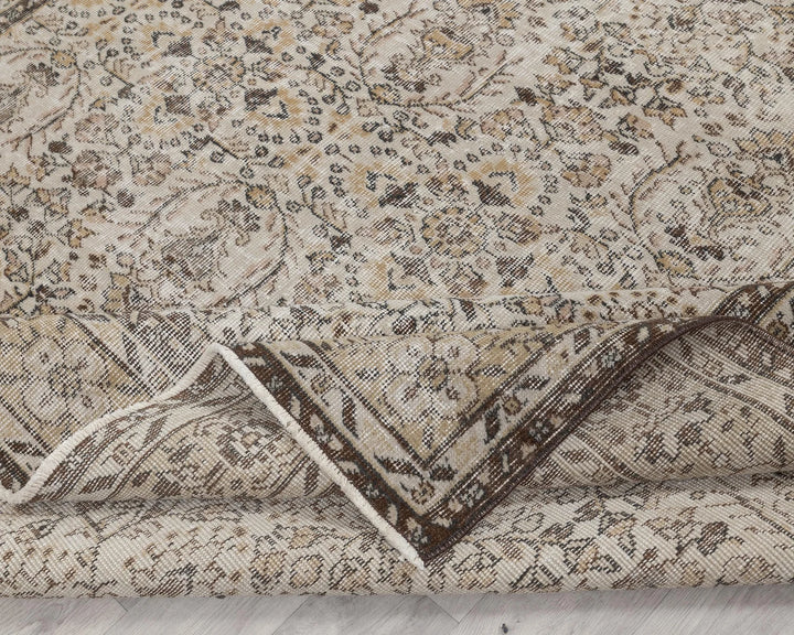 Beige Turkish Oushak Rug 6'11" x 9'8" Hand-Knotted | No. VR20701