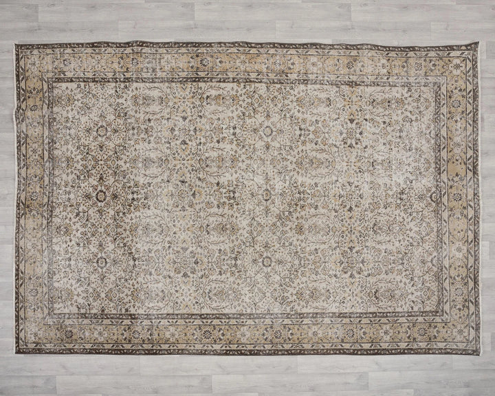 Beige Turkish Oushak Rug 6'11" x 9'8" Hand-Knotted | No. VR20701
