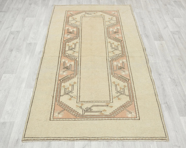 Beige Turkish Oushak Rug 3'8" x 6'7" Hand-Knotted | No. VR20761