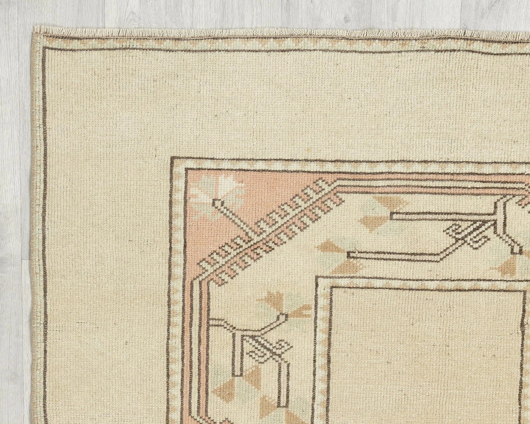 Beige Turkish Oushak Rug 3'8" x 6'7" Hand-Knotted | No. VR20761