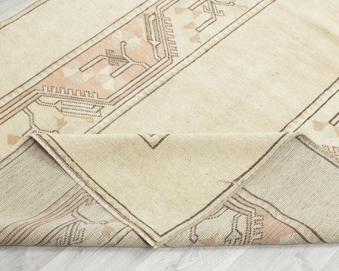 Beige Turkish Oushak Rug 3'8" x 6'7" Hand-Knotted | No. VR20761