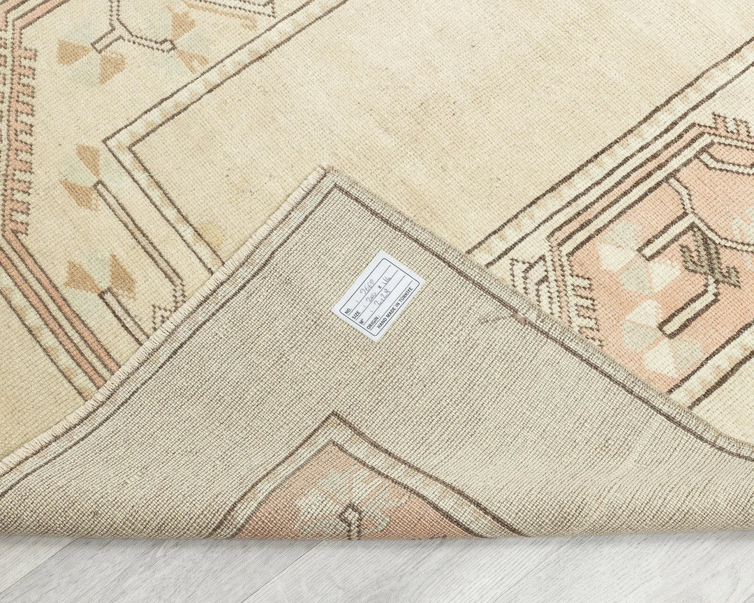 Beige Turkish Oushak Rug 3'8" x 6'7" Hand-Knotted | No. VR20761