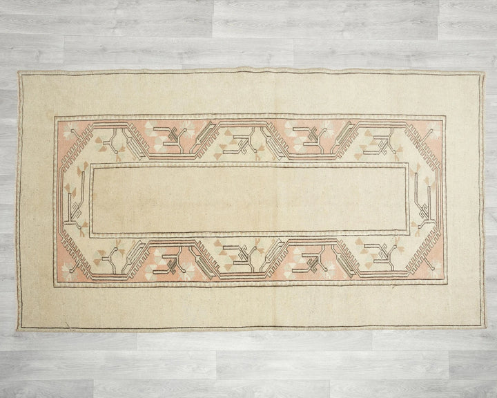Beige Turkish Oushak Rug 3'8" x 6'7" Hand-Knotted | No. VR20761