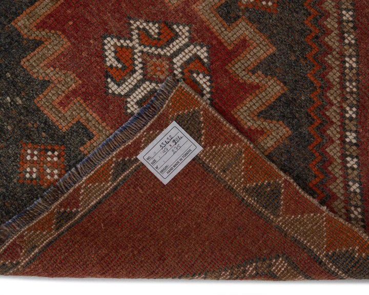 Red Turkish Oushak Rug 3'2" x 9'4" Hand-Knotted | No. VR20877